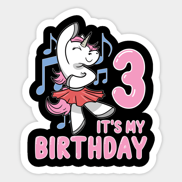 It's my Third Birthday Unicorn Ballerina Sticker by ModernMode